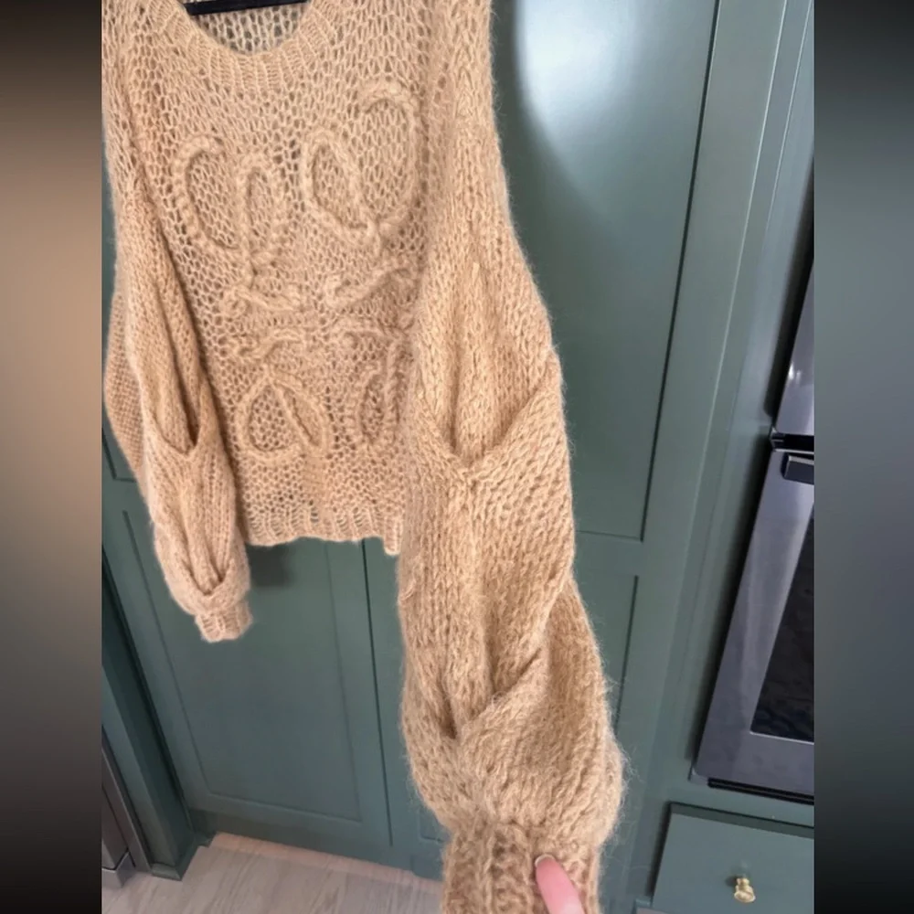 Loewe Textured Cable Logo Sweater in Camel - Picture 4 of 7